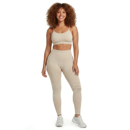 Beige anti-cellulite compression leggings front view