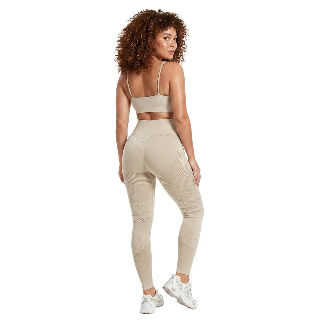 Beige anti-cellulite leggings back butt lift