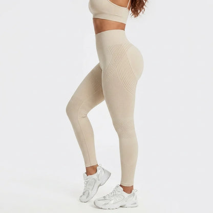 Beige anti-cellulite leggings side view