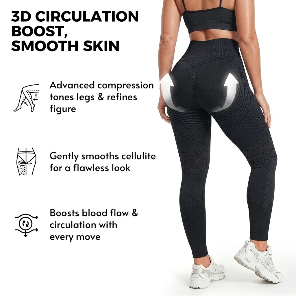 Black anti-cellulite leggings improve circulation