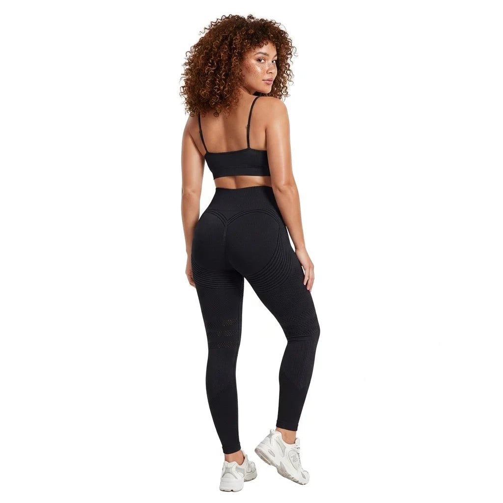 Black anti-cellulite leggings back butt lift