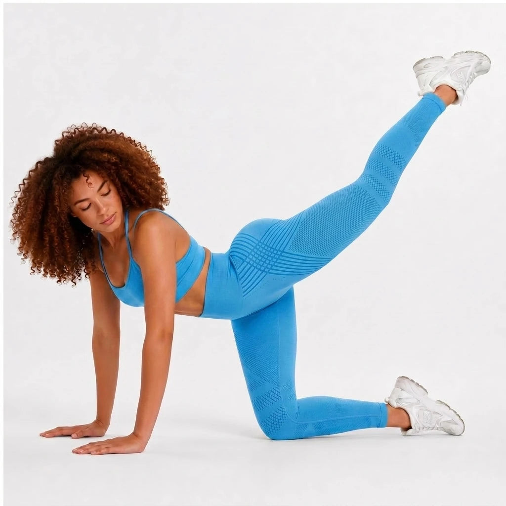 Woman wearing 3D anti-cellulite leggings
